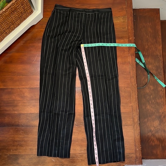 Armani Collezioni Pinstriped Linen Blend wide leg pants in black - Picture 13 of 14